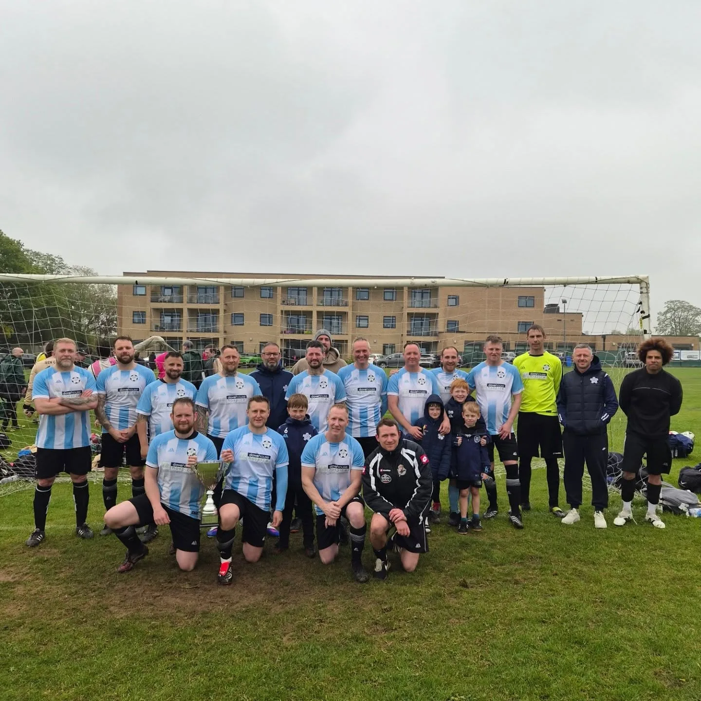 A Hessle Rangers veterans team with a trophy